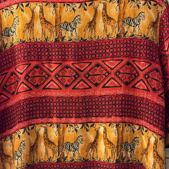 Vintage Notations Boho Safari Animal Print Top Blouse Women’s Large Rayon - Picture 7 of 9